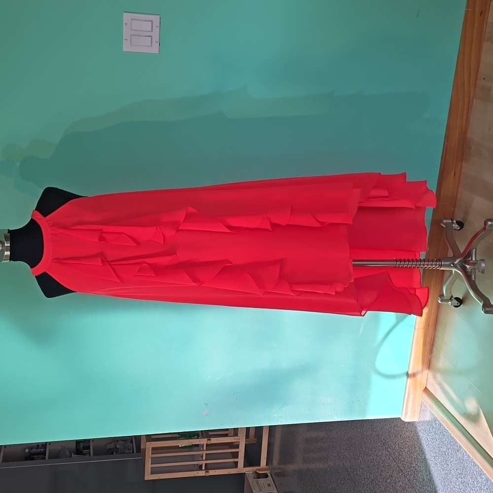 Chiffon dress, size M, bright coral fabric.